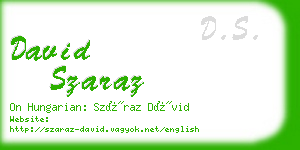 david szaraz business card